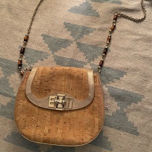 Bamboo crossbody bag with gold chain detailing